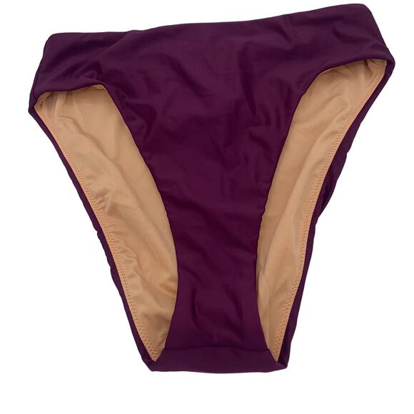 New J. Crew Burgundy Purple High Rise Bikini Swim Bathing Suit Bottom Size Small - Picture 2 of 8